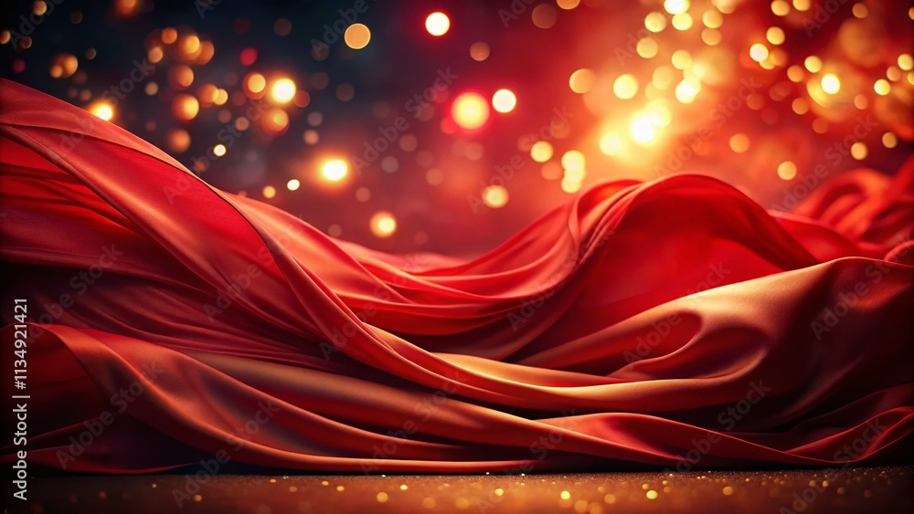Poster elegant red fabric flowing in slow motion with bokeh effect creates a dreamy atmosphere perfect for 