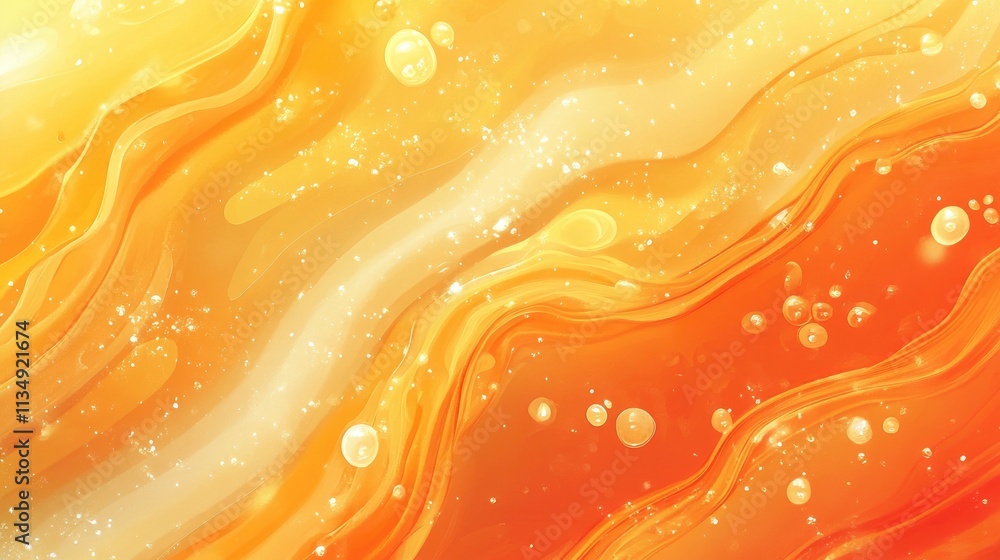 Aufkleber abstract orange and yellow liquid with bubbles creating a vibrant, fluid background for creative pro