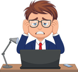 young businessman stressed with his job