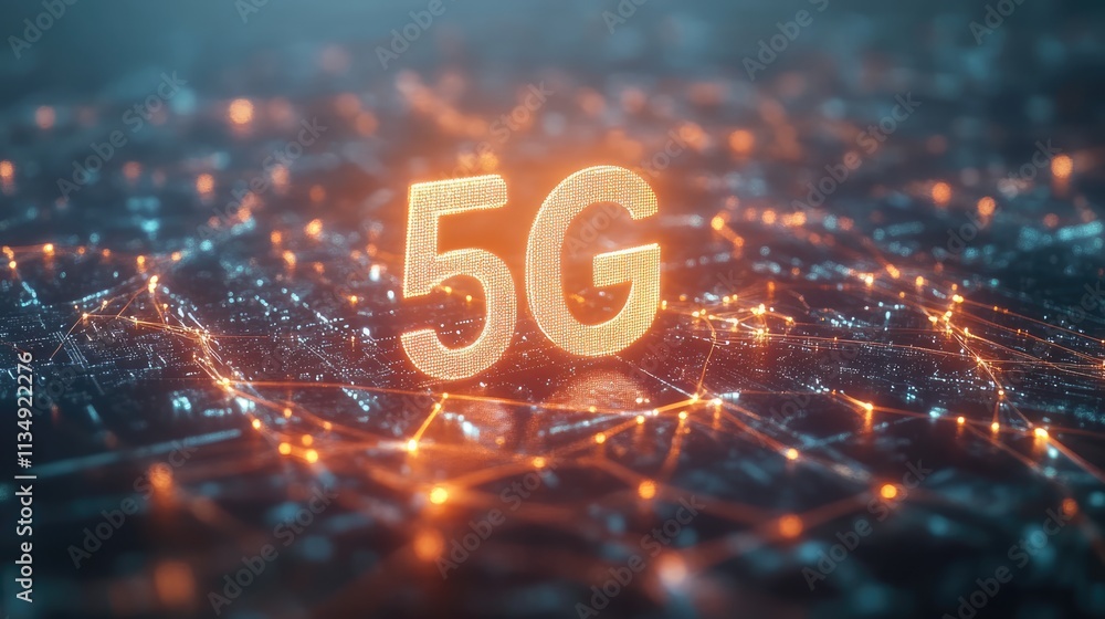 Aufkleber 5g technology concept with illuminated network connections showcasing smart city infrastructure and 