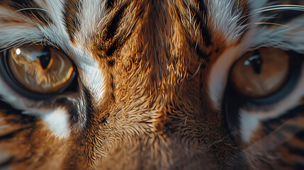 Tiger's Gaze:  Intense close-up of a tiger's amber eyes, showcasing the intricate details of its fur and the captivating power of its gaze. 