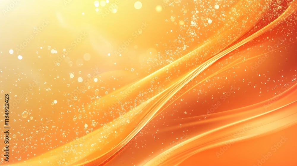 Poster abstract orange liquid waves with bubbles creating a vibrant and luminous background ideal for moder