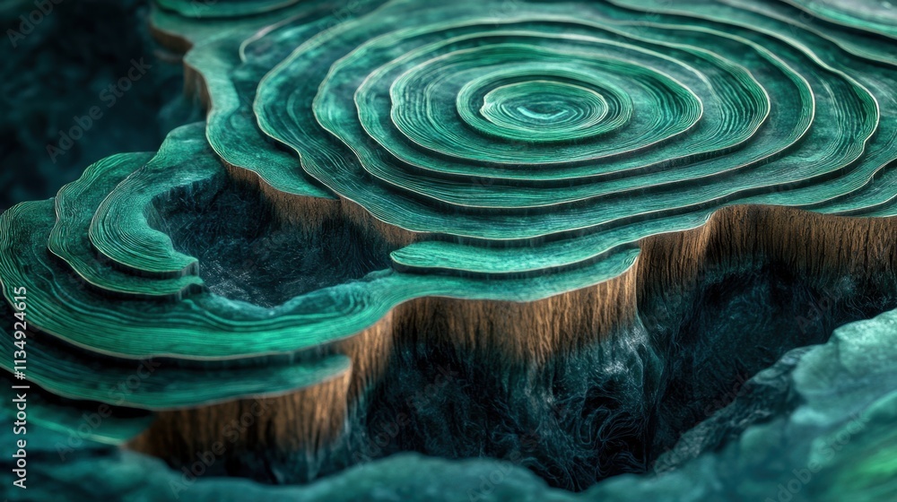Poster intricate layers create a mesmerizing depth in a vibrant, abstract representation of natural formati