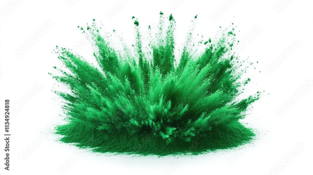 Poster vibrant green powder explosion creating an artistic splatter effect showcasing dynamic color dispers