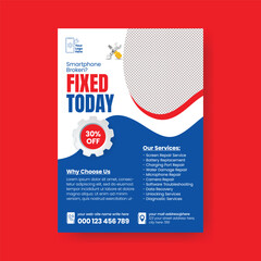computer and phones repair services editable print flyer or poster template design, Smartphone repair and Gadget repair service print flyer or poster template design