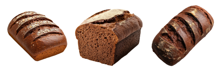 Freshly baked whole grain bread with oat topping on a transparent background
