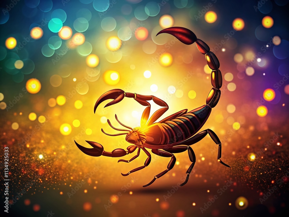 Poster elegant vector silhouette of a scorpion with a stunning bokeh background for unique visual appeal an