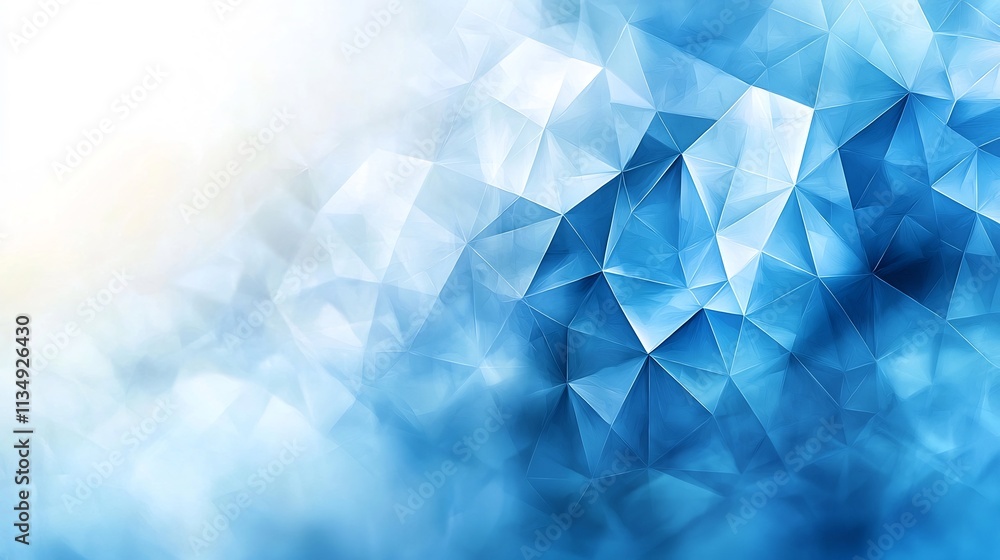 Poster mesmerizing abstract polygonal geometry composition in dynamic blue and white hues