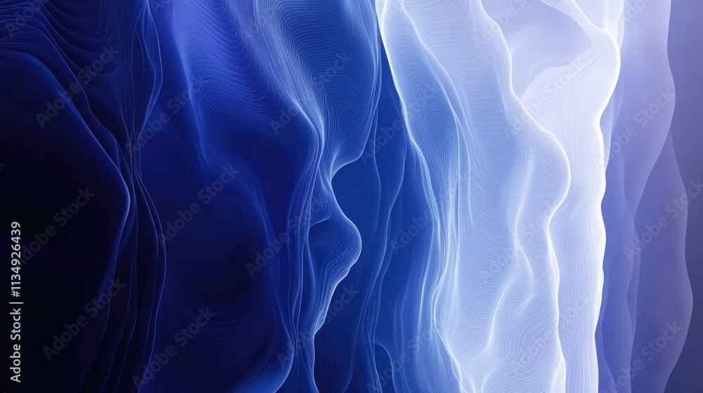 Poster elegant dark blue abstract background with flowing gradient and soft waves for premium design use