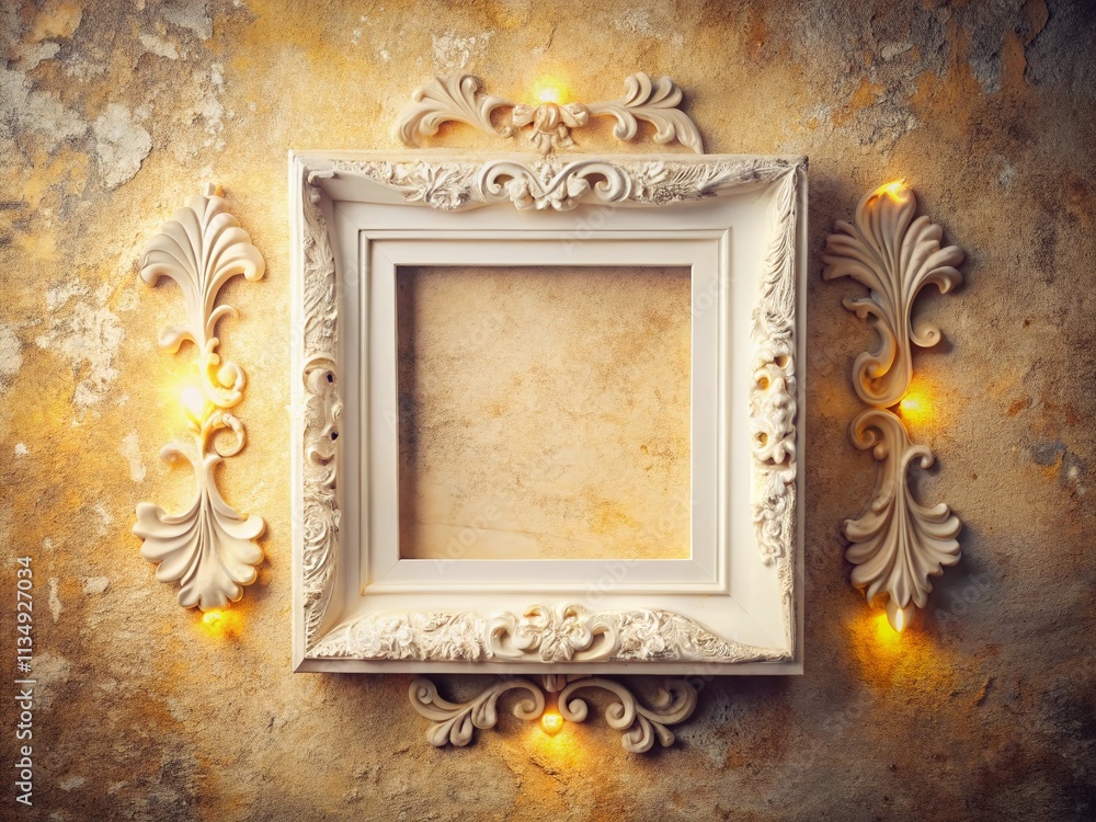 Aufkleber elegant white paper frame on vintage background with soft low light, perfect for displaying art or p