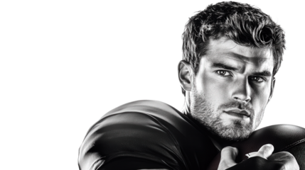 male american football player, with football and helmet, isolated, transparent, png, background