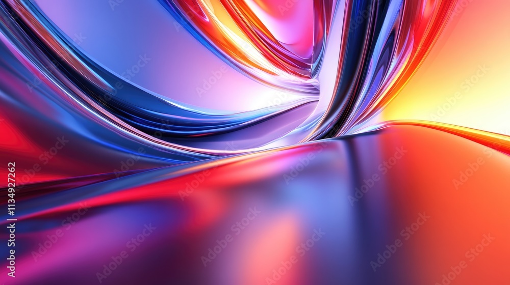 Poster vibrant abstract background with colorful swirling patterns and smooth reflective surfaces creating 