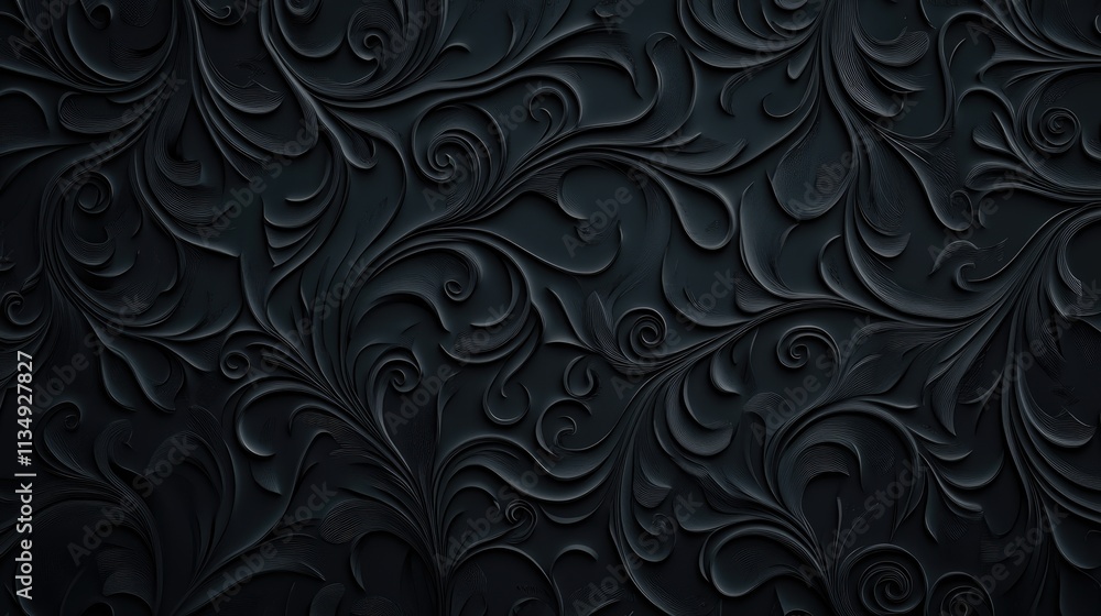 Aufkleber elegant textured black background with intricate floral patterns suitable for seamless design applic