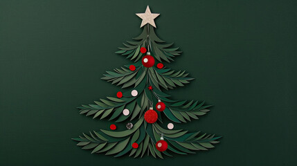 Obraz premium Christmas tree with red and green ornaments