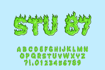 Alphabet Green Fire vector Letters