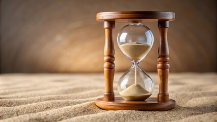 Wooden hourglass with flowing sand , time, sand, antique, vintage, countdown, clock, measure, old-fashioned