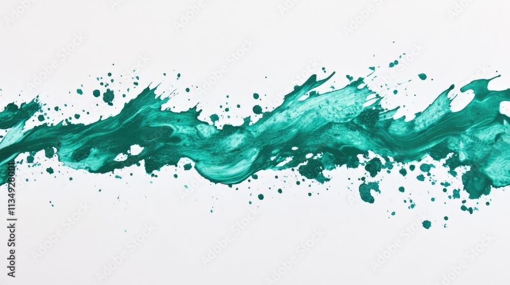 Poster vibrant green paint splash creating an abstract artistic wave against a clean white background for c