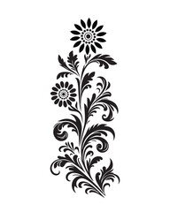 Vector silhouettes of abstract vintage flowers on white background