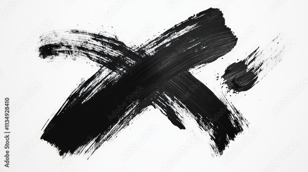 Aufkleber black brush strokes creating abstract arrow shapes and curves on a clean white background showcasing