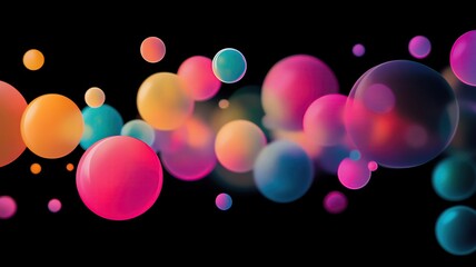 bright forms floating on black background Abstract colorful bubbles and swirls