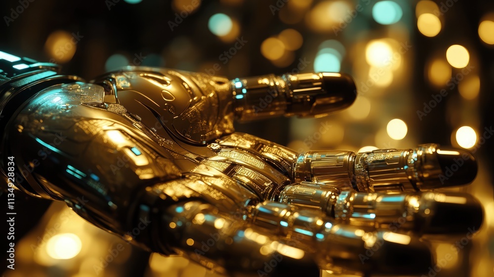 Aufkleber robot hand showcasing advanced investment management tools and financial technology in a digital net