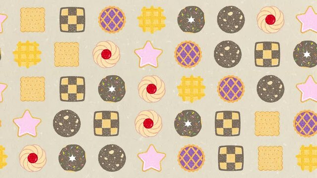 Baked goods pattern background (15 seconds loop)
