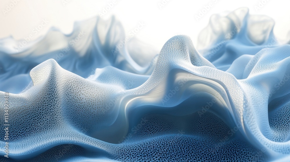 Poster soft undulating waves of blue fabric create a mesmerizing texture resembling the ocean waves at dawn