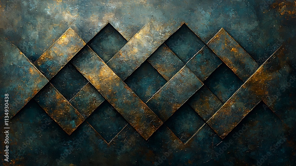 Poster intricate geometric maze of intersecting metallic lines symbolizing complexity and innovation