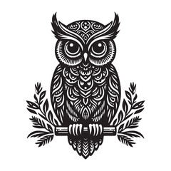 Naklejka premium owl silhouette vector on white background