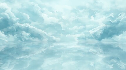 Obraz premium Calm and serene sky and water background with soft clouds creating a tranquil atmospheric effect for various creative projects