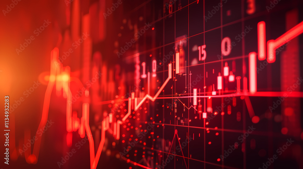 Poster market volatility: a dramatic close-up of a stock market data screen displaying a sharp downturn in 