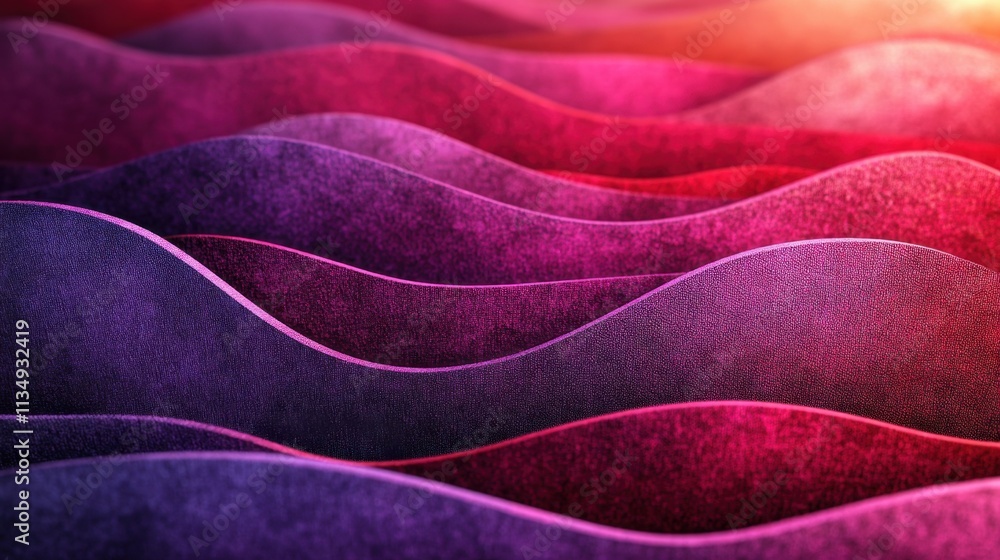 Poster colorful waves of textured fabric bathed in warm light create an abstract masterpiece in a vibrant d
