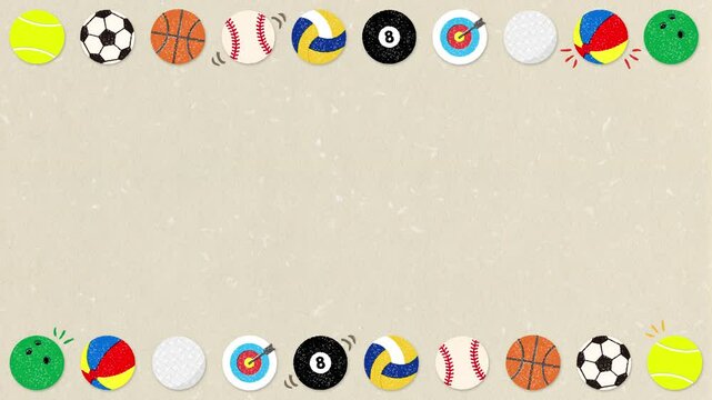 Sporting goods illustration border (10 seconds loop)