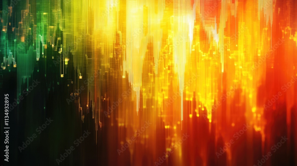 Poster vibrant abstract background representing stock market fluctuations with colorful vertical lines and 