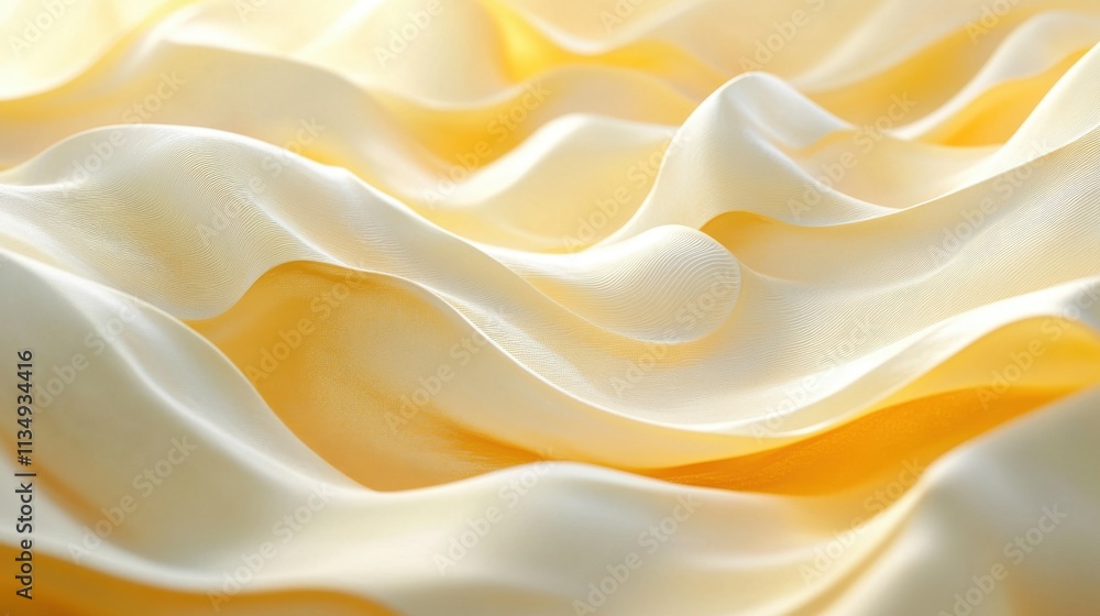 Poster soft waves of cream-colored fabric gently undulate, creating a serene and elegant atmosphere in a we