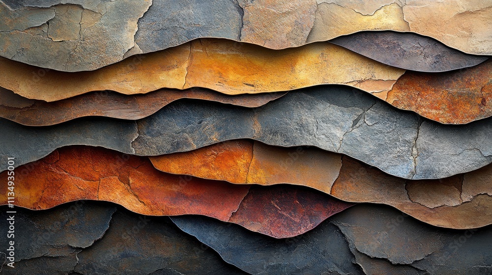 Poster layers of textured earth reveal a stunning palette of colors and patterns capturing the essence of n