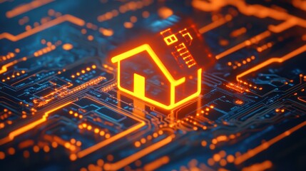 Obraz premium Smart home technology on circuit board. (1)