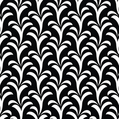 Floral geometric pattern. Black and white ornament. Seamless vector background. 
