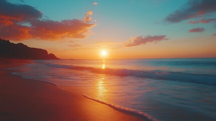 Fototapeta premium Peaceful coastal sunset scene nature photography at the beach