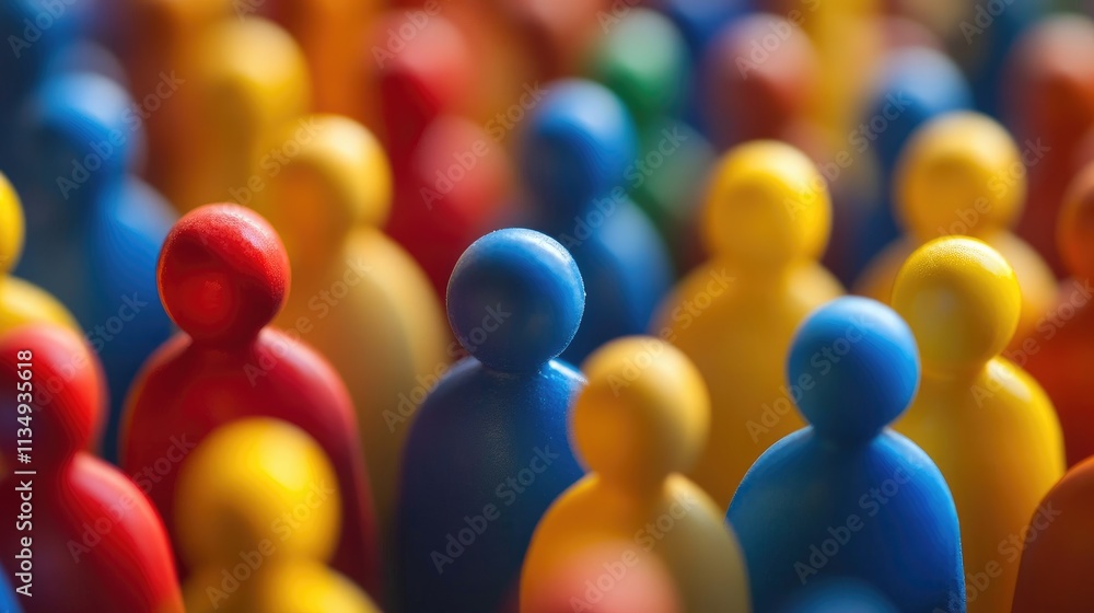 Poster colorful figures representing marketing segmentation and target audience concepts in customer relati