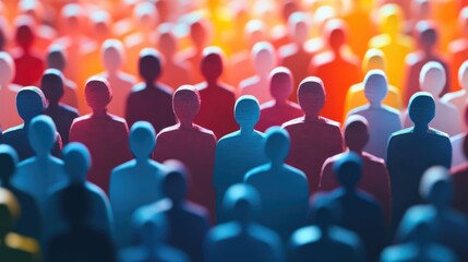 Fototapeta premium Diverse abstract crowd representing market segmentation and customer relationship management in business research and human resource management contexts