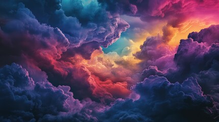 Fototapeta premium Vibrant colorful clouds in a dramatic dawn dusk sky creating a stunning atmospheric backdrop for artistic or commercial use