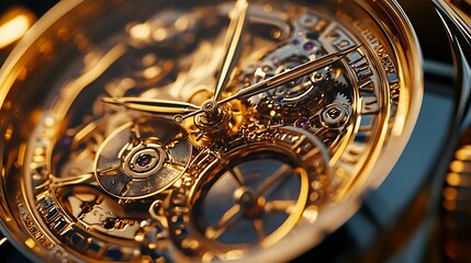 Close-up of luxury timepiece intricate mechanism & craftsmanship