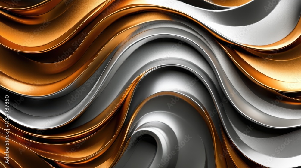 Poster flowing patterns of copper, silver, and gold create a mesmerizing abstract design evoking movement a