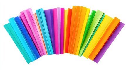Vibrant collection of multicolor memo notes and sticky bookmarks arranged neatly on a white background for creative organizational needs.