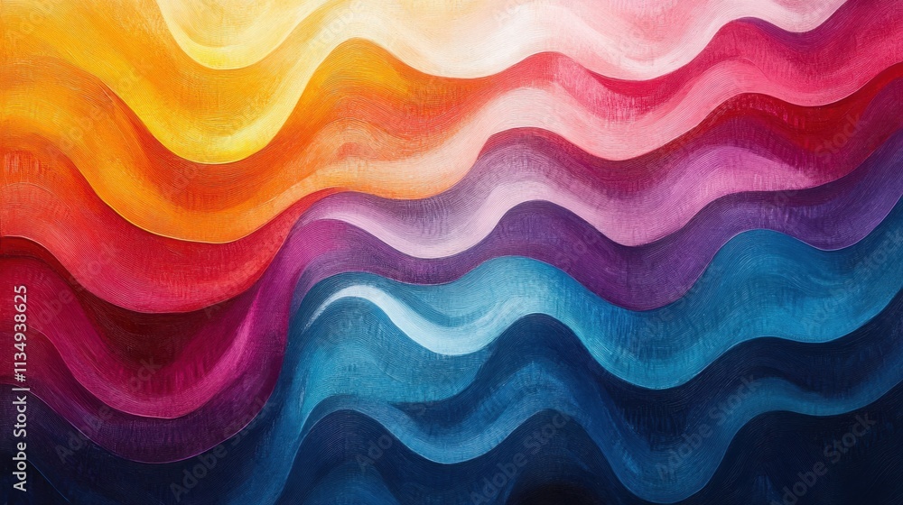 Poster colorful wave patterns create a vibrant abstract landscape of hues and textures in perfect harmony