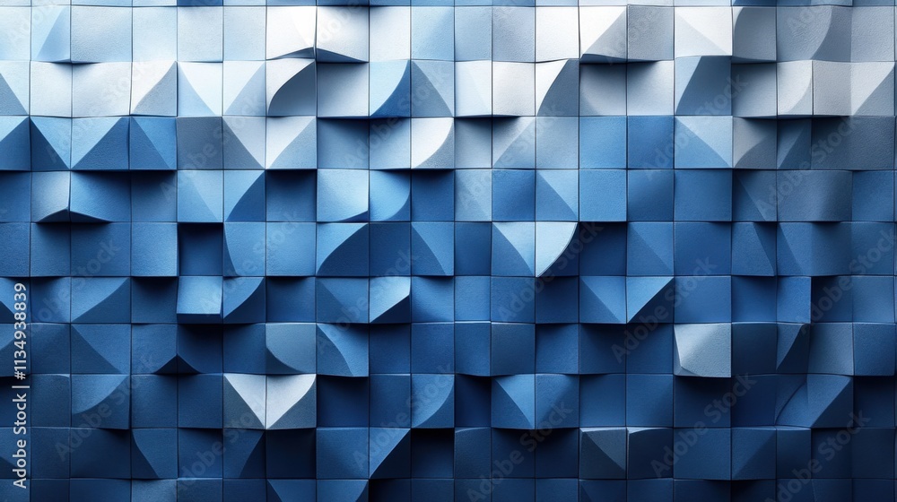 Poster abstract geometric texture in various shades of blue creating a dynamic visual effect in modern desi