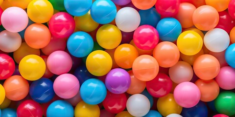 Obraz premium Many colors plastic balls background. Kids playground decoration scene