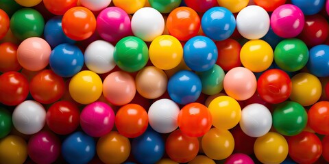 Obraz premium Many colors plastic balls background. Kids playground decoration scene