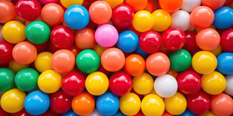 Obraz premium Many colors plastic balls background. Kids playground decoration scene
